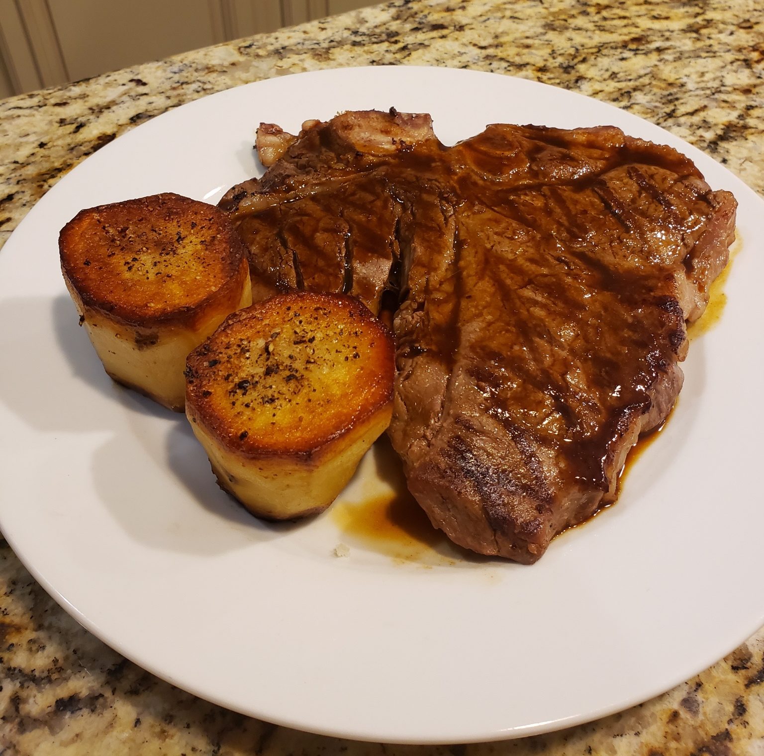 T-Bones, Fondant Potatoes and a Salad with Vinaigrette